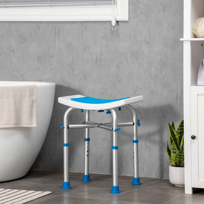 Padded Shower Chair for Elderly/Disabled, Blue Homcom