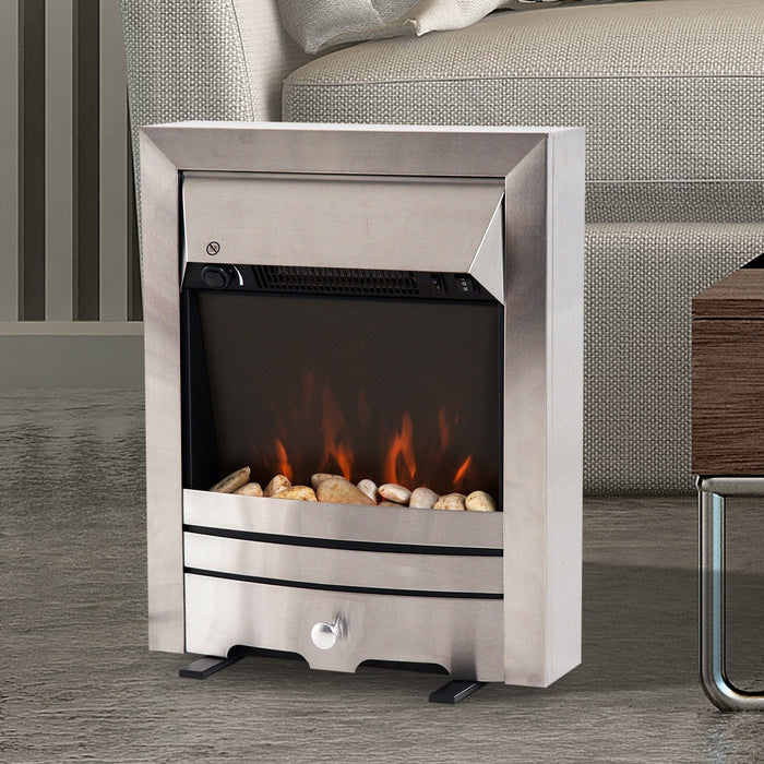 2KW Electric Fireplace, Pebble Effect, Heater, LED