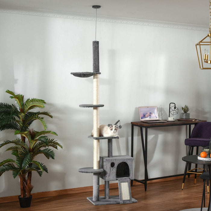 Cat Activity Tower, Floor-to-Ceiling, 280cm, Light Grey