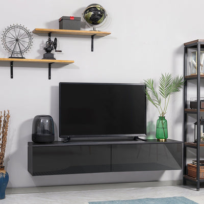 Floating 70" TV Unit in Grey & Black Gloss Homcom
