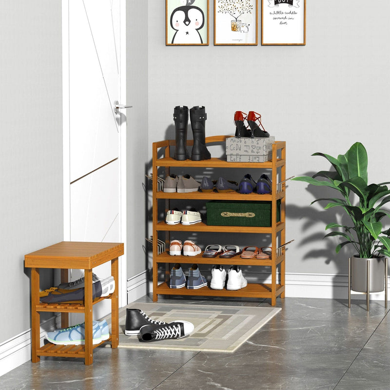 HOMCOM 5 Tier Wooden Shoe Rack