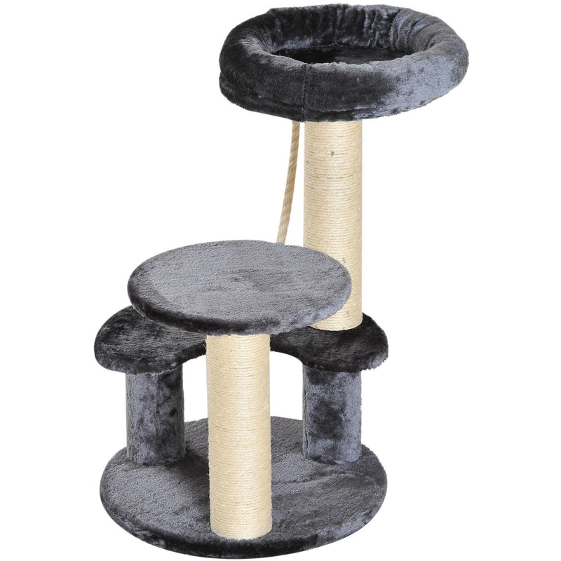 65cm Cat Tree, 2 Perch, Sisal Scratching Posts, Playhouse
