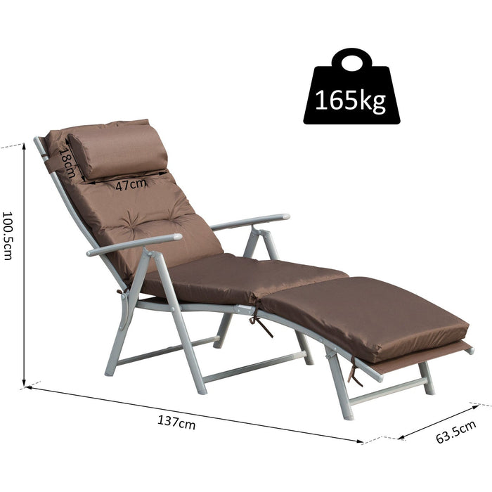 Patio Texteline Sun Lounger, Foldable, Pillow, Cushion