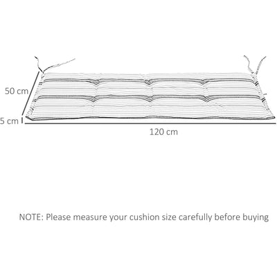 2pc Blue Striped Bench Swing Cushion Set, 120x50cm Outsunny