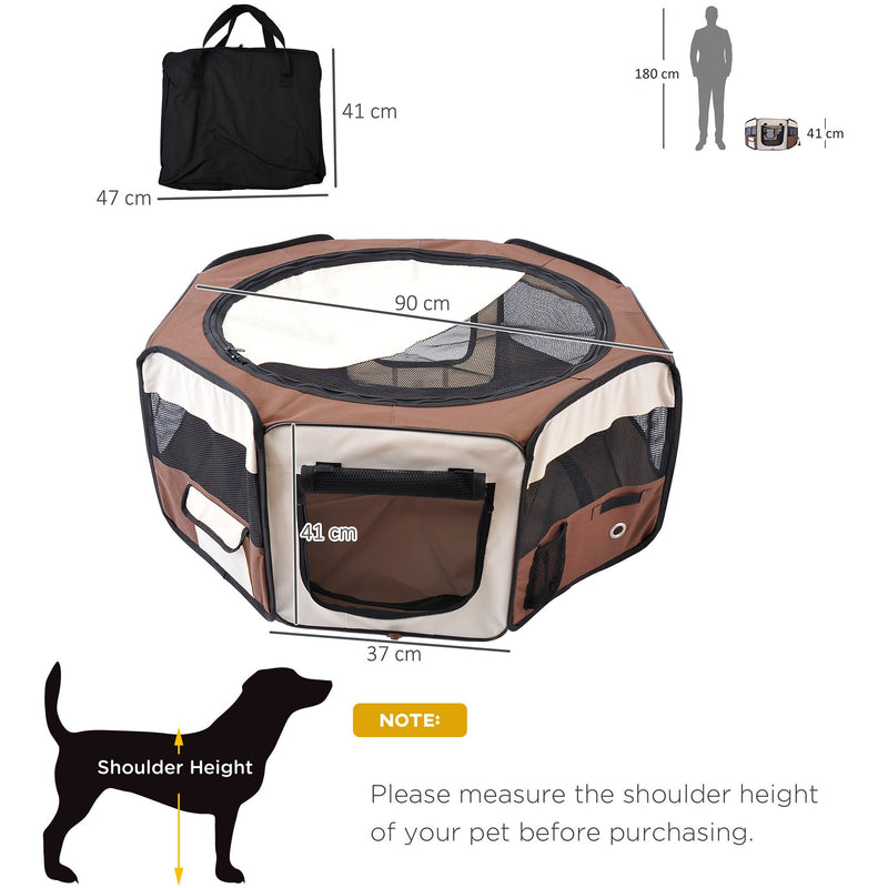 Fabric Pet Play Pen, 8-Panel Mesh, D90xH41cm, Outdoor Use