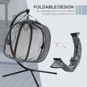 Double Egg Swing Chair With Stand, Grey, Pure Relaxation Outsunny