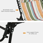 Outsunny Folding Sun Lounger Beach Chaise Chair Garden Reclining Cot Camping Hiking Recliner with 4 Position Adjustable, Multicolored Outsunny