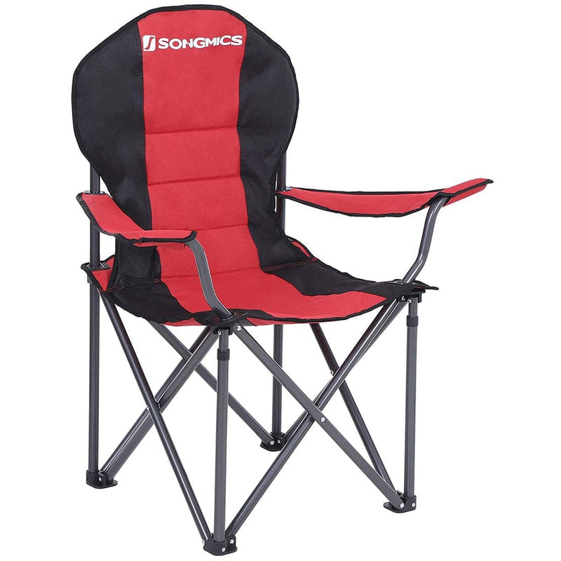 Red and Black Folding Camping Chair with Cup Holder