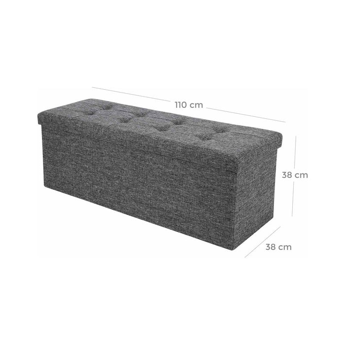 Songmics Grey Fabric Ottoman With Lid