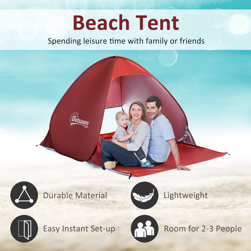 Pop Up Beach Shelter for 2-3 People, Red