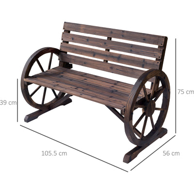 Wagon Wheel Garden Bench Outsunny