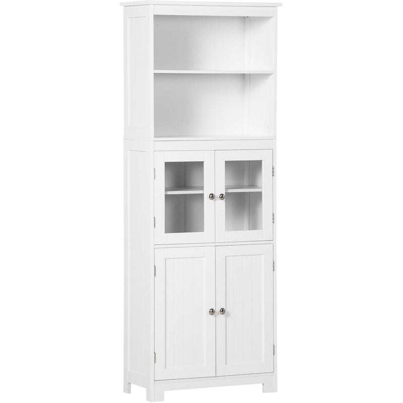 4-Door Cabinet, Glass Doors, White