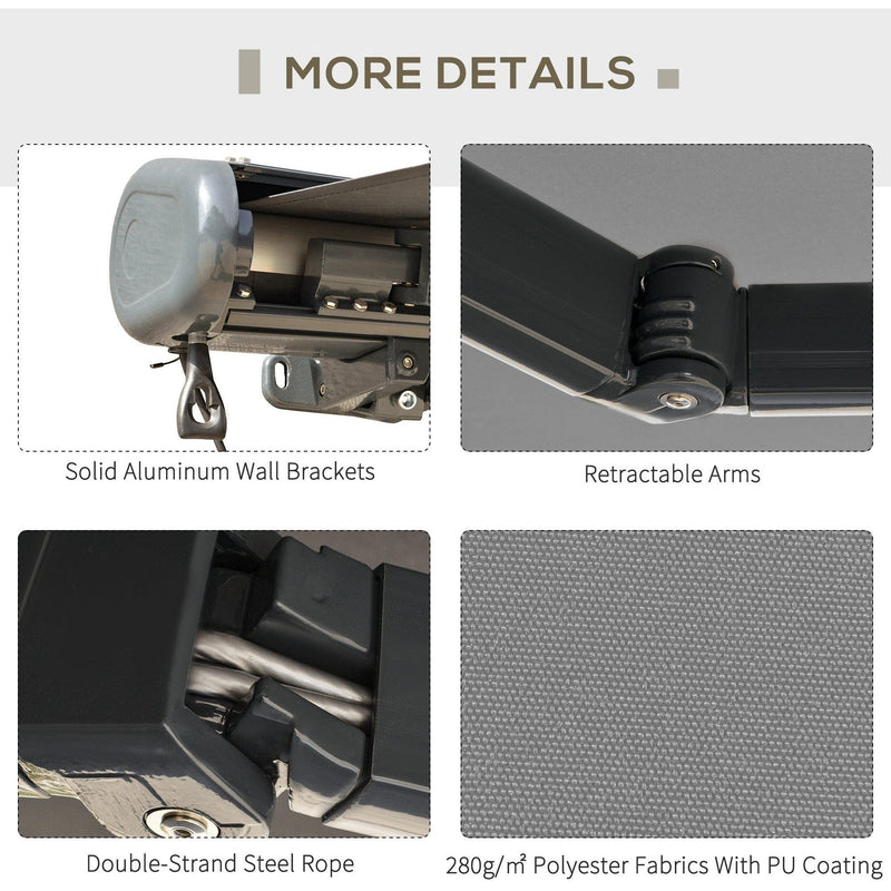 Electric Patio Awning, Remote Control, Grey