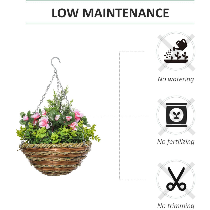 2 Artificial Lisianthus, Hanging Planter, Indoor/Outdoor