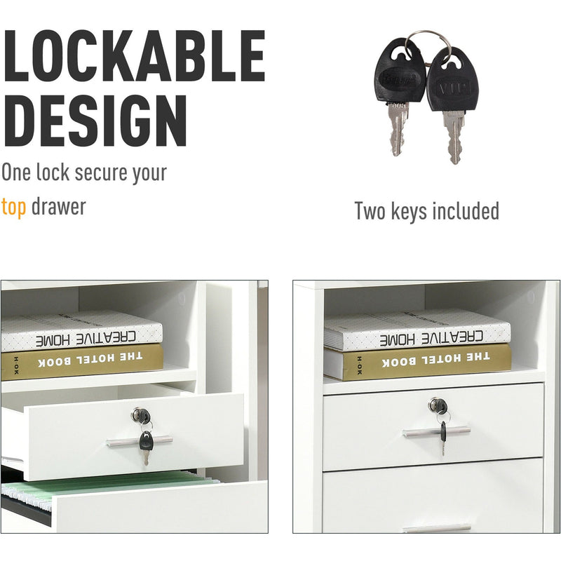 Mobile File Cabinet 39.5x40x60cm White