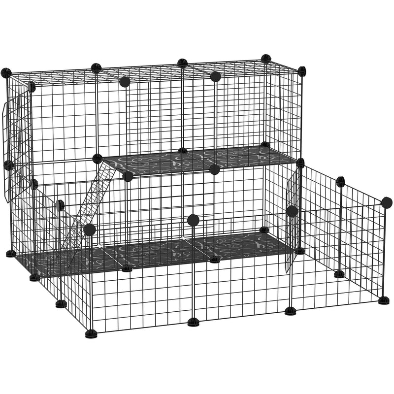 DIY Pet Play Pen with Door for Small Animals, Black