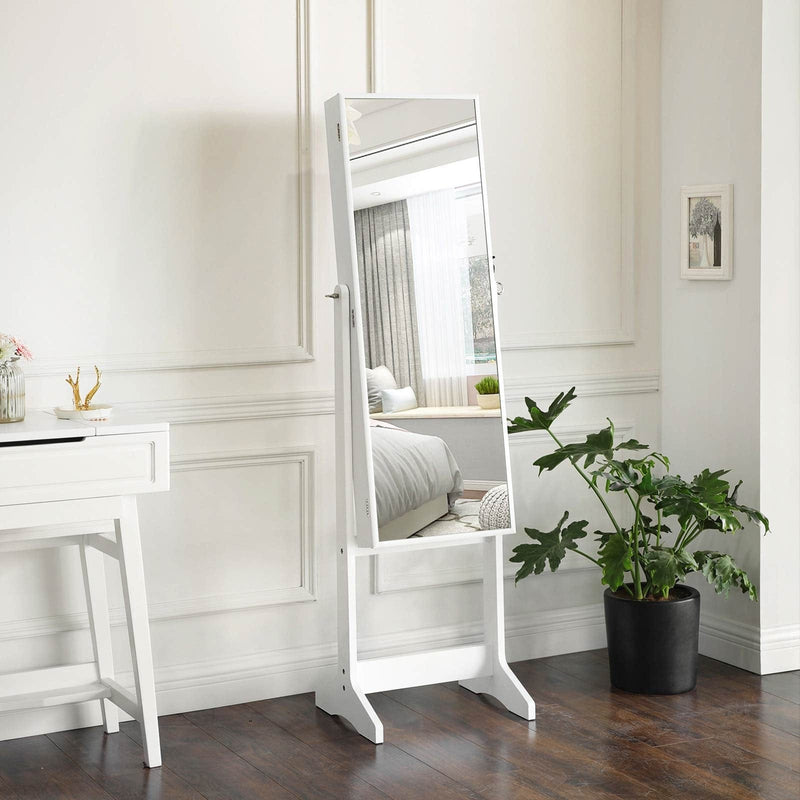 White Full Length Mirrored Jewellery Cabinet by Songmics