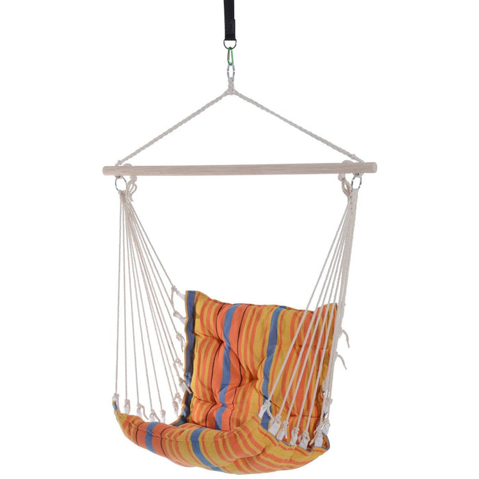 Outdoor Cushioned Hammock Chair, Wooden, Cotton Cloth