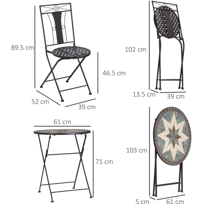 Folding Mosaic Patio Bistro Set