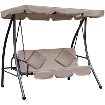 2-in-1 3 Seater Patio Swing Chair Lounger With Cushions Outsunny