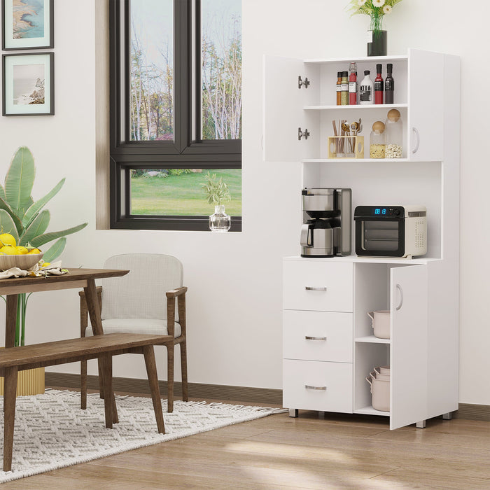 2 Door Kitchen Cabinet With Drawers, White