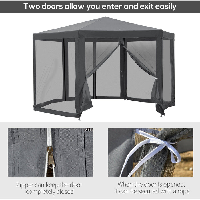 Hexagonal Gazebo With Mesh Sides, 4x4m