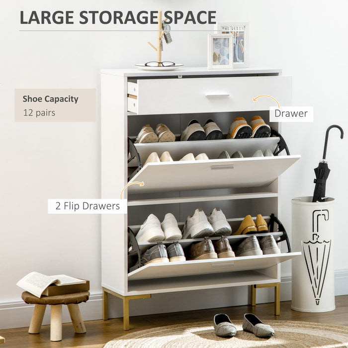 HOMCOM White Shoe Cabinet For Hallway