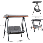 Garden Swing Chair 2 Seater, Grey Outsunny