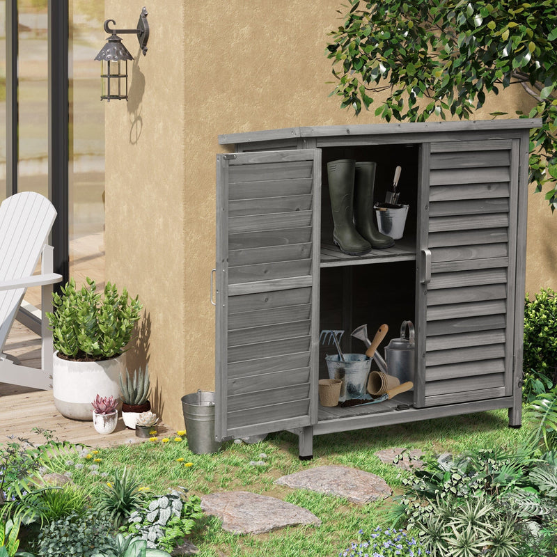Small Outdoor Storage Cupboard - Solid Fir Wood - 87x46x96cm