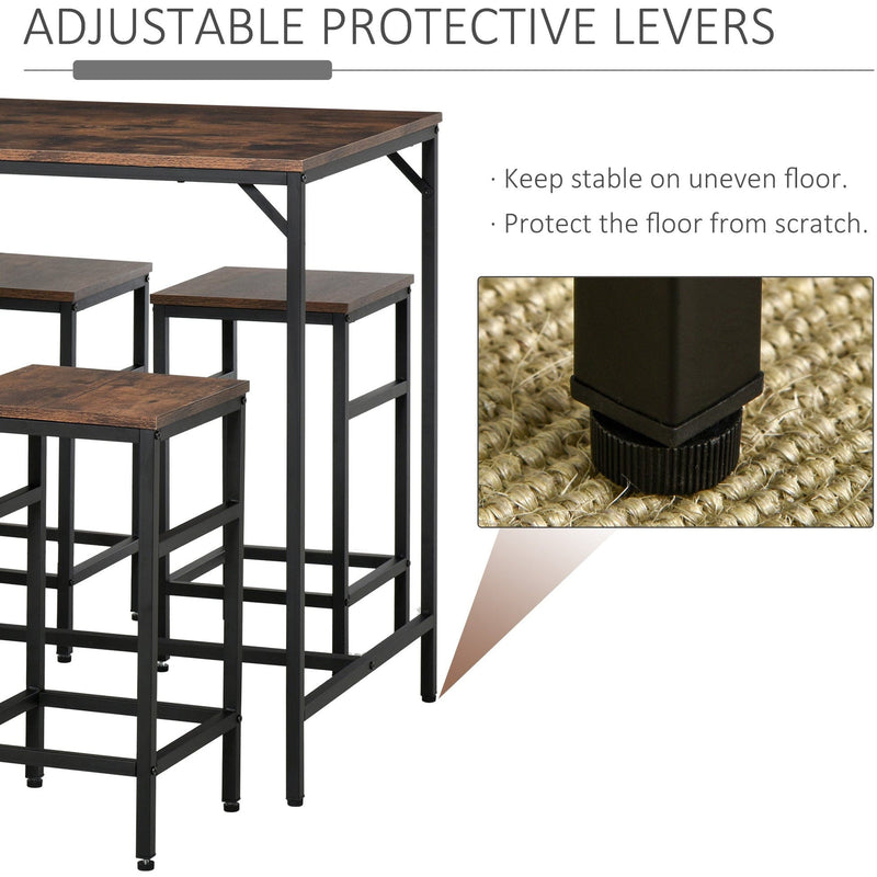 5pc Industrial Bar Table and Stool Set