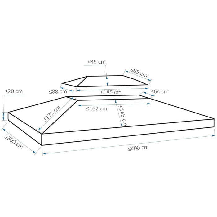 Waterproof Gazebo Canopy Replacement 3x4m (Top Only)