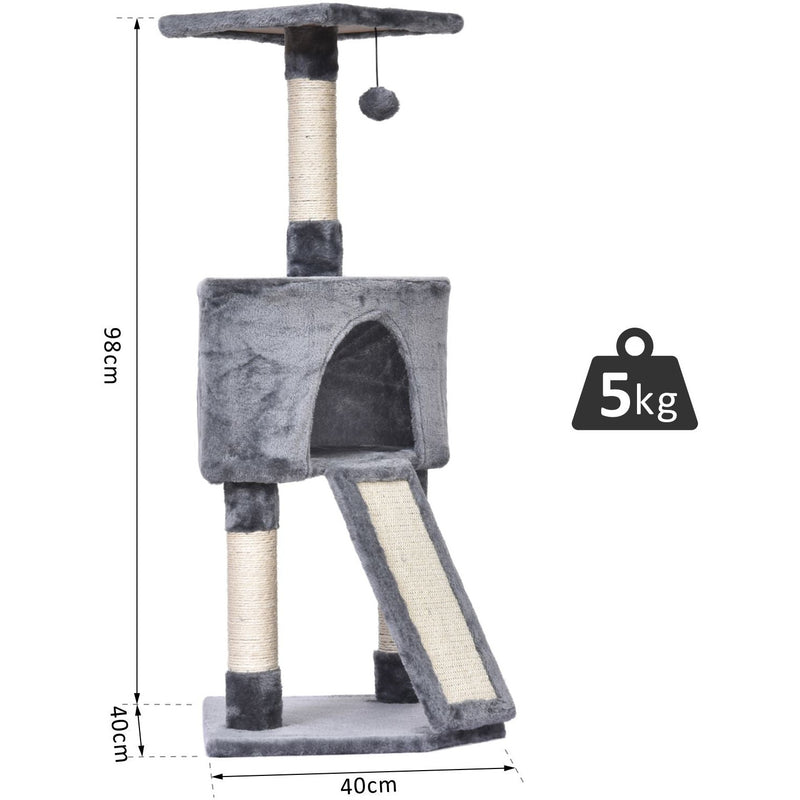 3-Tier Sisal Rope Cat Scratching Post w/ Dangle Toy