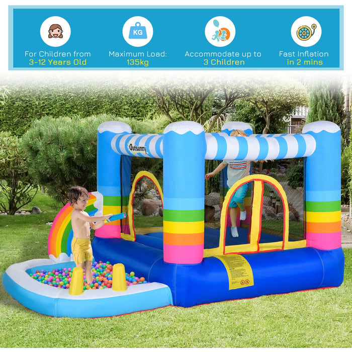 Kids Rainbow Themed Bouncy Castle With Pump, Age 3-8 Years