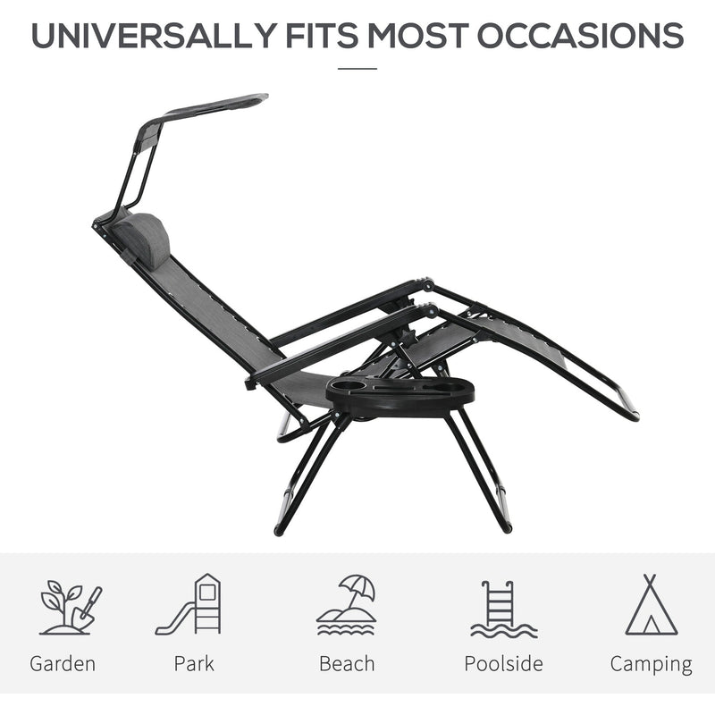 Zero Gravity Chair with Canopy - Grey