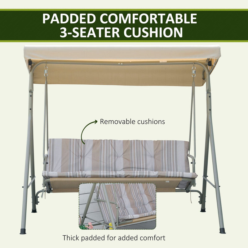3 Seat Garden Swing Chair With Canopy Outsunny