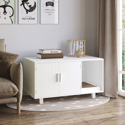 Nightstand Cat Litter Box Enclosure  - White Pawhut