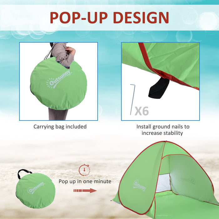 Instant Pop Up Beach Tent for 2-3 Persons, UV 30+ Green