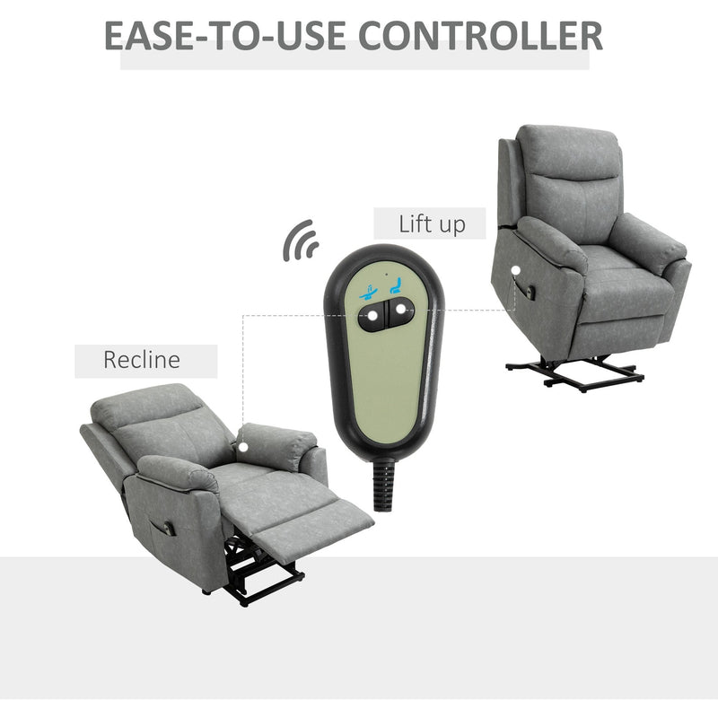 Power Lift Chair for Elderly, Grey Faux Leather