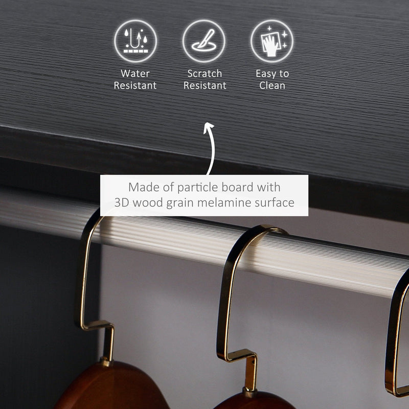 Rolling Open Wardrobe With Cube Storage, Black