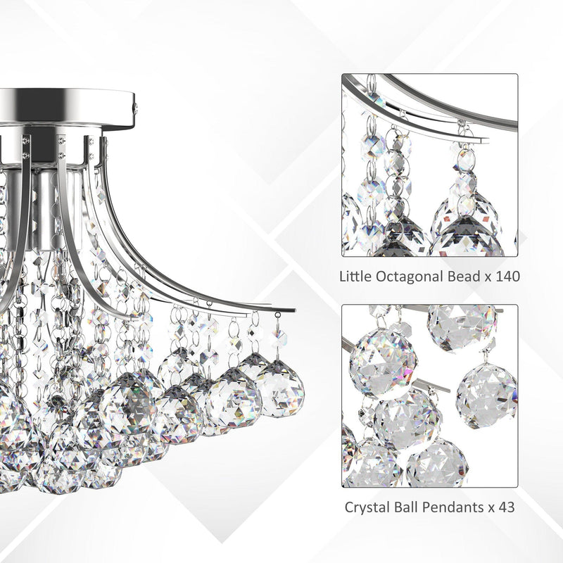 Elegant Crystal Chandelier, 3-Light K9 Crystal, D40x28cm