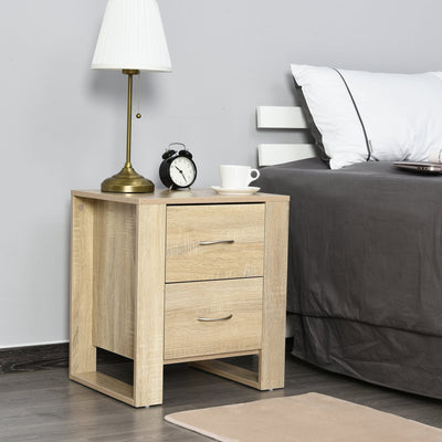 2 Drawer Bedside Table, Elevated Base Homcom