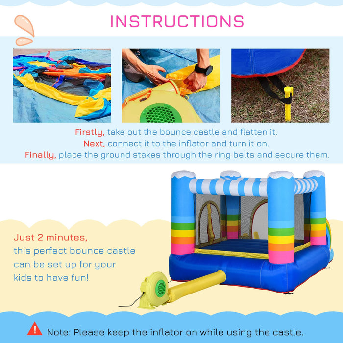 Kids Rainbow Themed Bouncy Castle With Pump, Age 3-8 Years