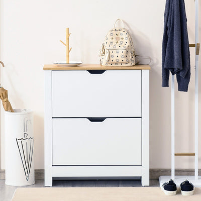 Shoe Storage Cabinet, 4 Shelves 2 Drawers - Modern Unit Homcom