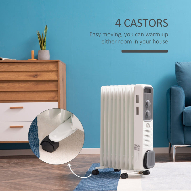 Oil Filled Radiator, Timer, 3 Heat Settings, Thermostat, 2180W