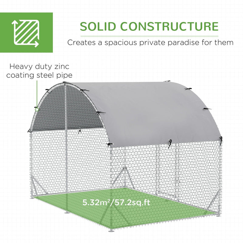 Galvanised Chicken Cage With Run, Water-Resist Cover