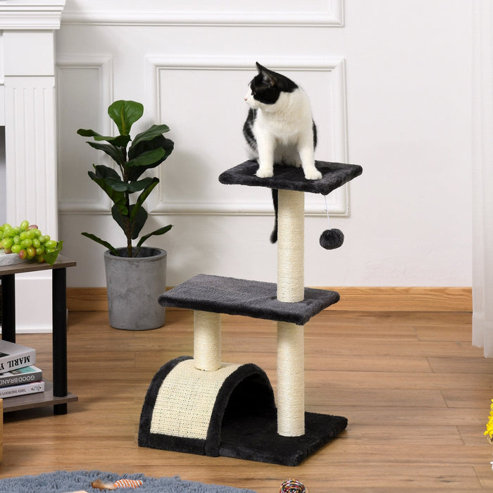 72cm Cat Tree, Climbing Centre, Sisal Post, Arc Perch, Grey