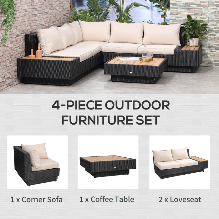 Garden Furniture Corner Sofa & Coffee Table Set