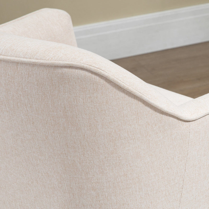 White Fabric Armchair with Gold Metal Legs