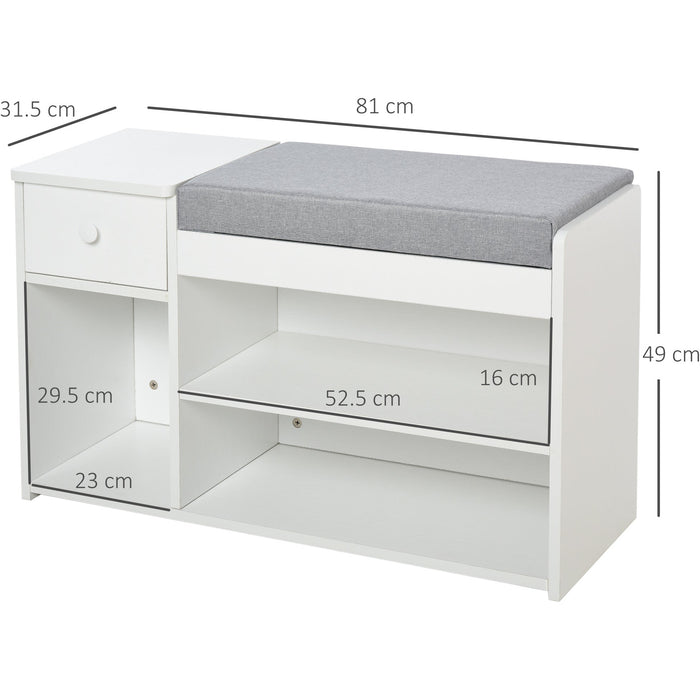 Shoe Storage Bench With Cushion, White