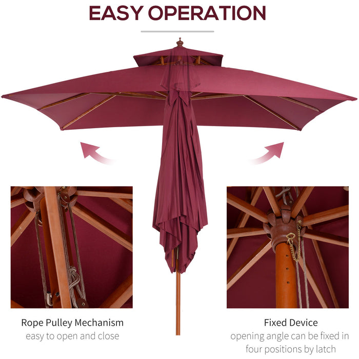 3m Patio Parasol Umbrella, Wine Red